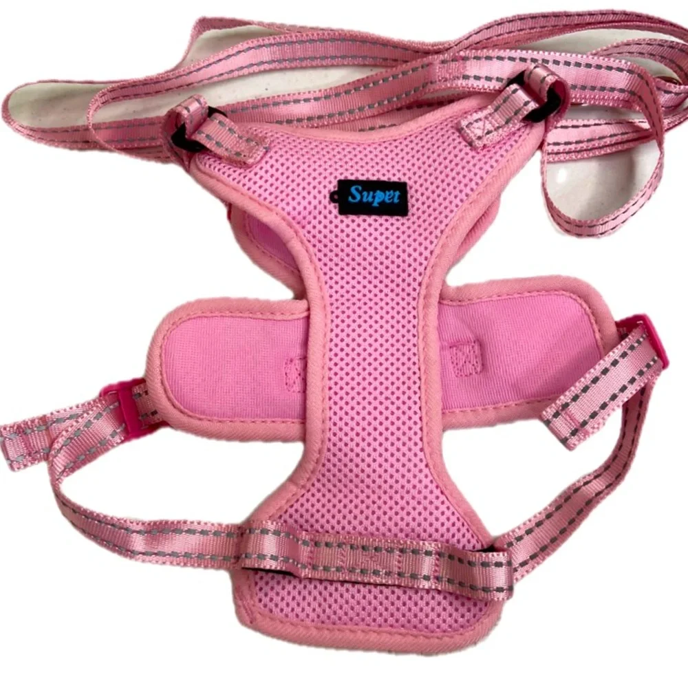 SUPET Adjustable Cat/Puppy Reflective Trim Vest Harness & Leash SzM